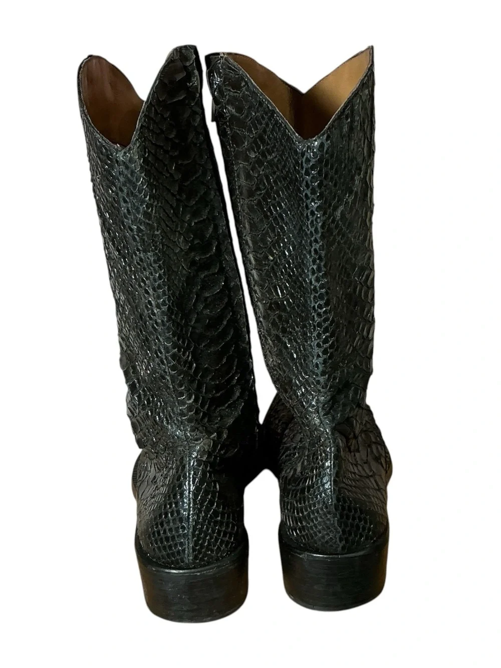 Vintage Python Snake Skin Point Toe Cowboy Boot with Zipper Size 39